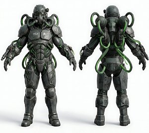Biopunk Cyborg Hazard Soldier Rigged Animated Game Ready PBR