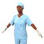 Female Surgeon African American 2 with Blood 3D Model