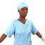Female Surgeon African American 2 with Blood 3D Model
