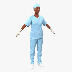 female surgeon african american 3d 3ds