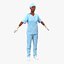 Female Surgeon African American 2 with Blood 3D Model