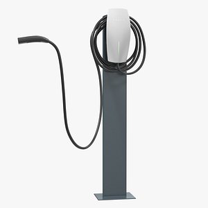 White Electric Vehicle Charging Station on Pedestal