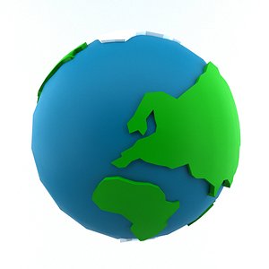 Cartoon Low Poly World Planet