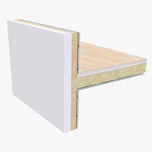 Detail Of a Light Slab And Plastered Wall 3D model