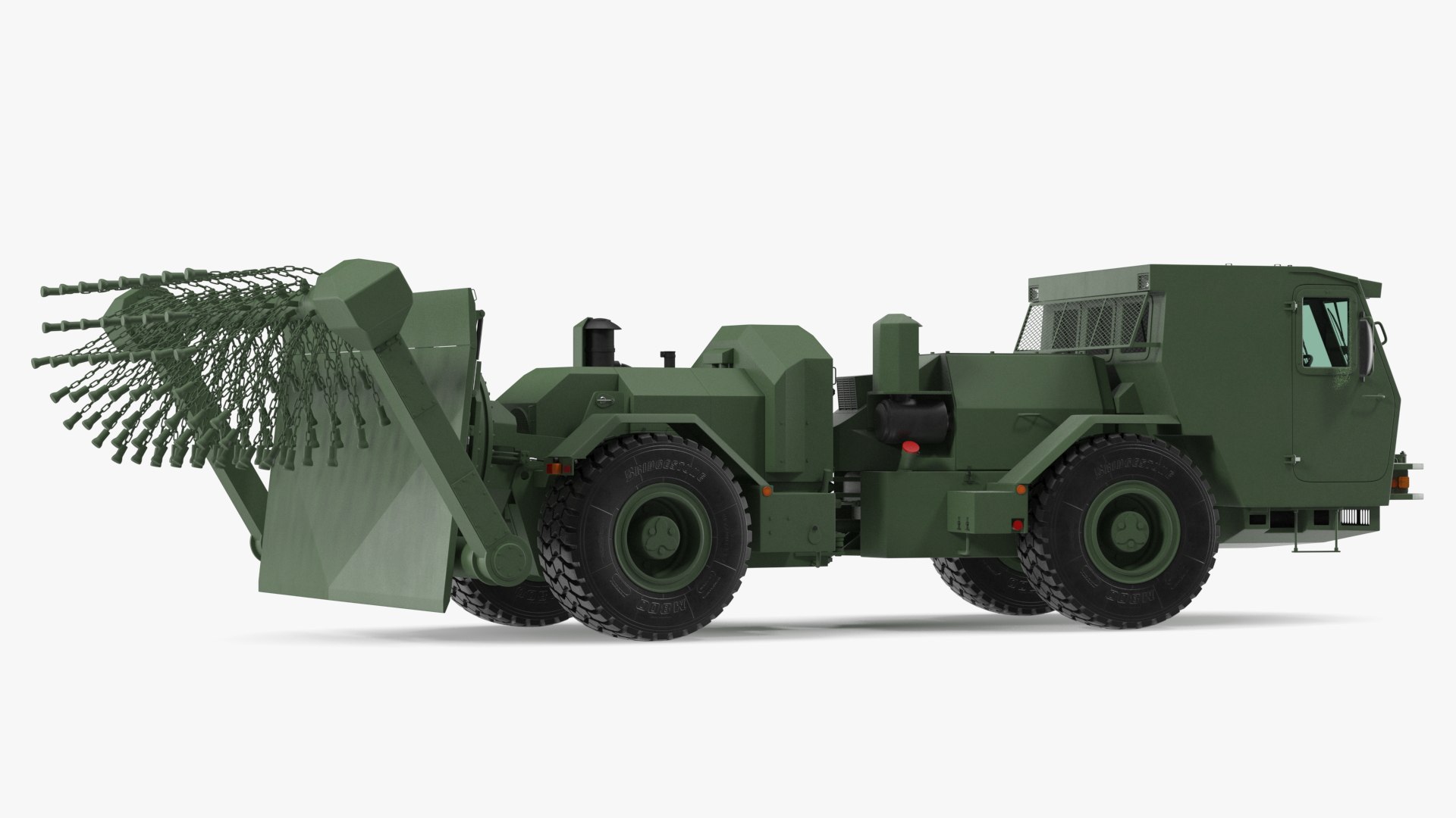 Mine Sweeper Vehicle Hydrema 910 Khaki Rigged 3D model preview