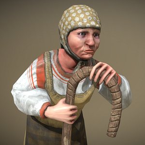 peasant villager old woman 3D model