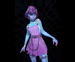 3D Daemon zombie girl model