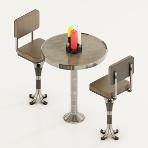 diner table and chairs set 3D