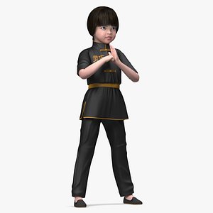 Asian Baby Girl in Kimono Rigged for Maya