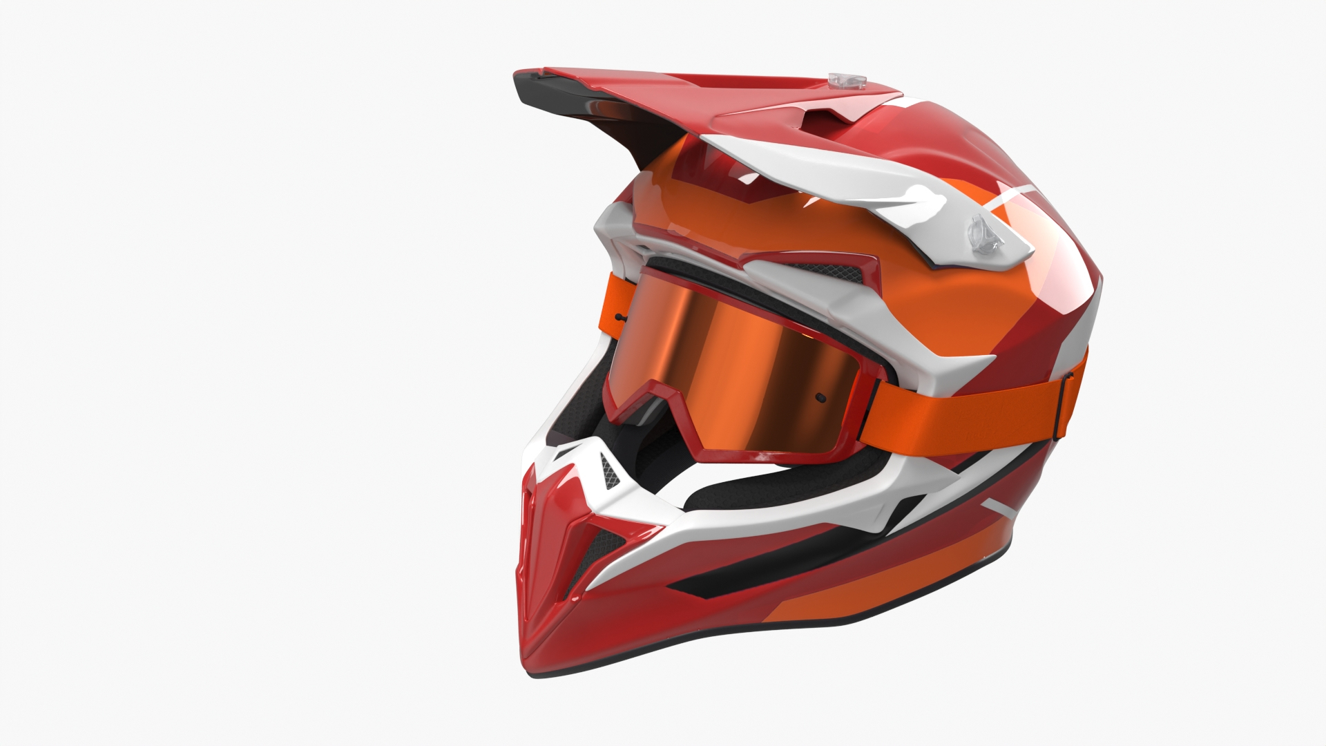3D Racing Motocross Helmet With Goggles Red-Orange - TurboSquid 2462492