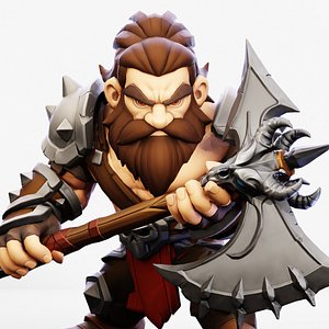 Stylized Medieval Character Barbarian - Kragh 3D model