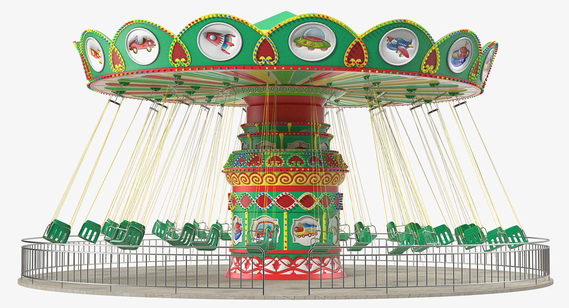 Swing Ride Rigged 3D model preview