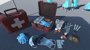 HHospital Props and Patient Animated Character model