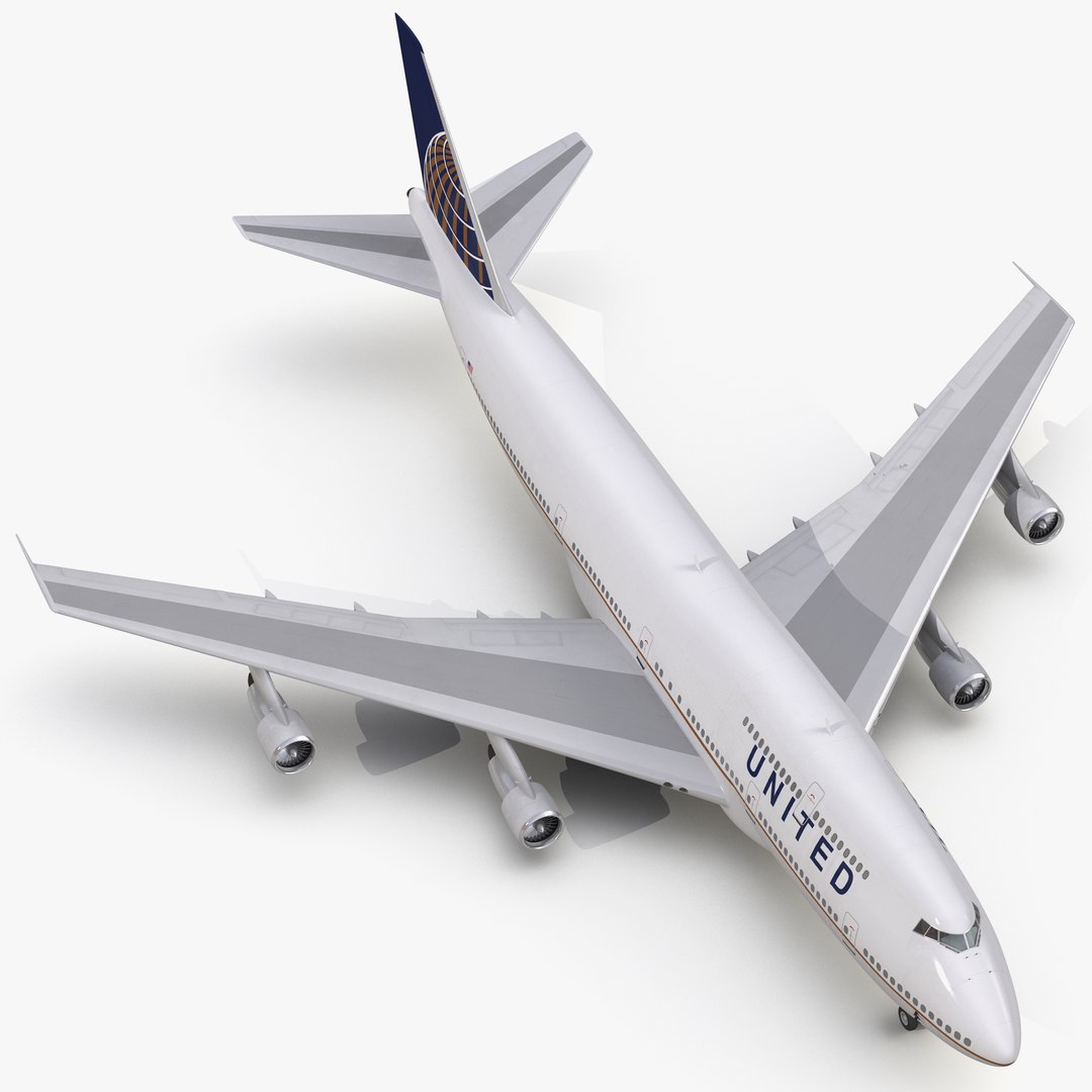 Boeing 747-300 United 3D model preview