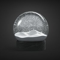 Snowglobe with cycled animated snowfall on dark background