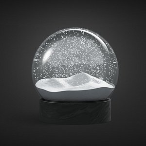 Snowglobe with cycled animated snowfall on dark background