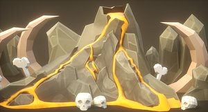 volcano rock cartoon pack 3D model