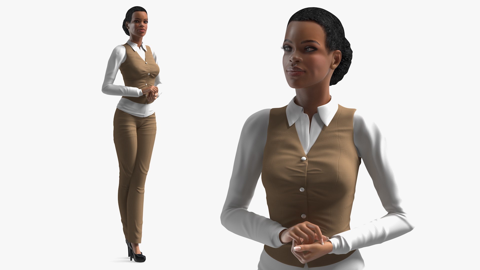 Light Skin Business Style Woman Rigged 3D model preview