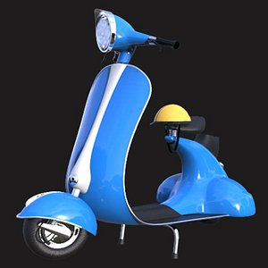 3d cartoony vintage scooter