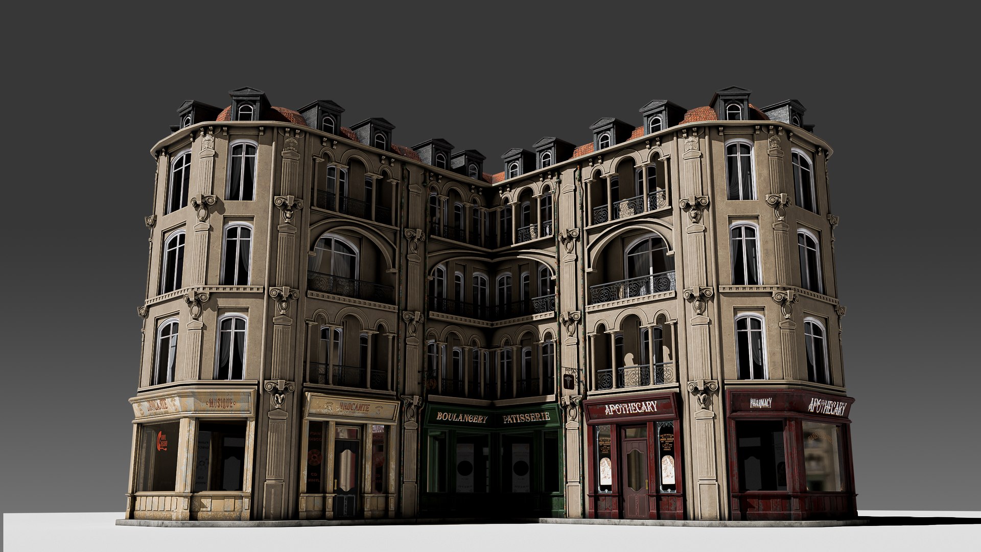 3D European Store Front Apartment Building Model - TurboSquid 2356150