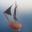 Pirate Ship Handpainted