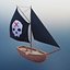 Pirate Ship Handpainted