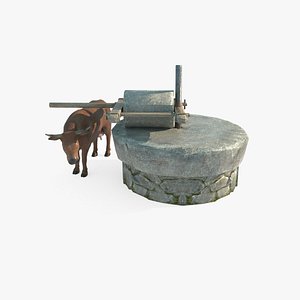 3D Ancient Asian Rural Stone Mills