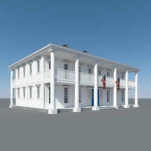 colonial house wood 3d model