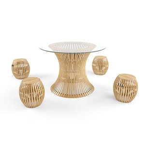 Swing Wooden Table Stools Unopiu 3D model