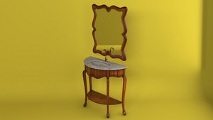 light classic washing furniture - Side Table and Mirror 3D model
