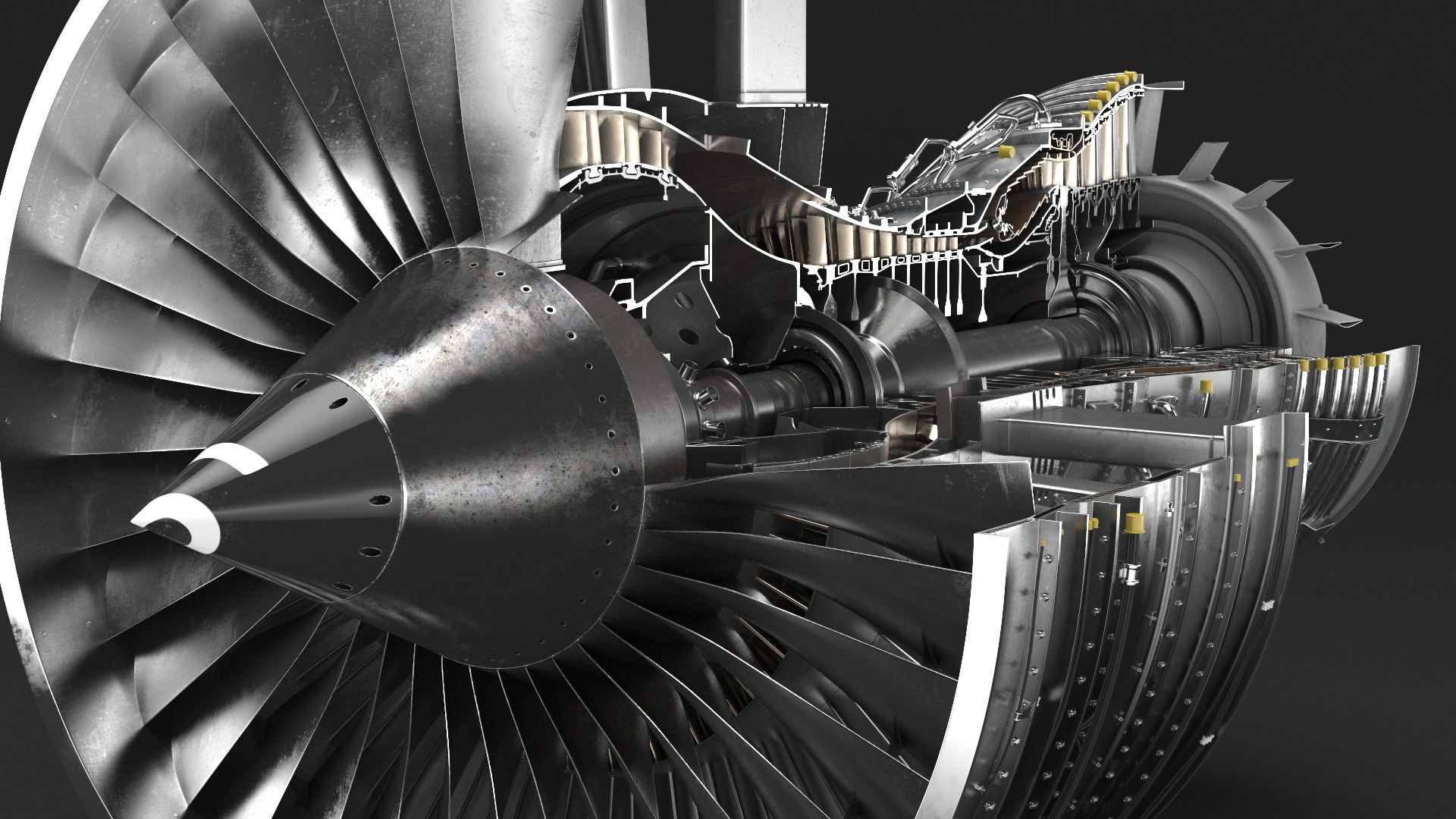 Turbofan Jet Engine Cutaway 3D Model - TurboSquid 2383175