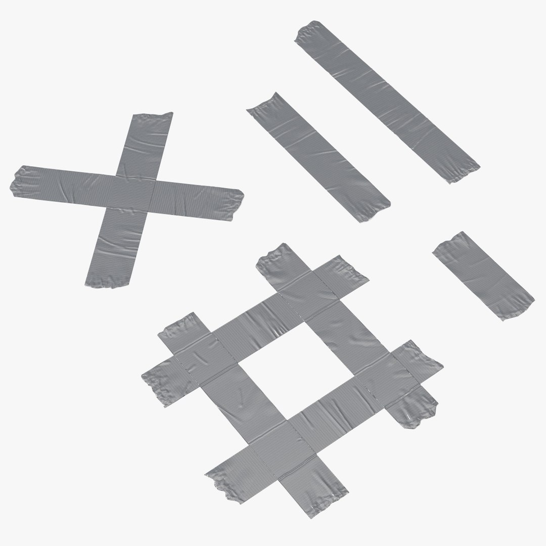 Adhesive Duct Tape Pieces Set 3D model preview