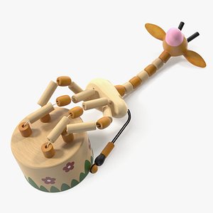 Wooden Push Up Toy Giraffe Fallen Pose 3D model