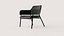 Sillón moderno tapizado en color oscuro con estructura metálica delgada.