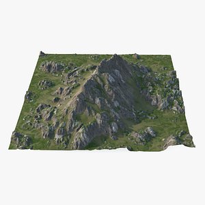 rocky grassy mountain 3D model