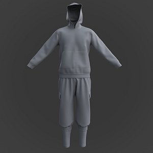 3D Male Joggers - Hooded Outfit 3D model