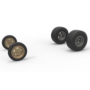3D Wheel set of Vintage Front engine dragster Version 2 Scale 1 to 25