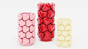 Decorative Ceramic Vases with Hearts Set