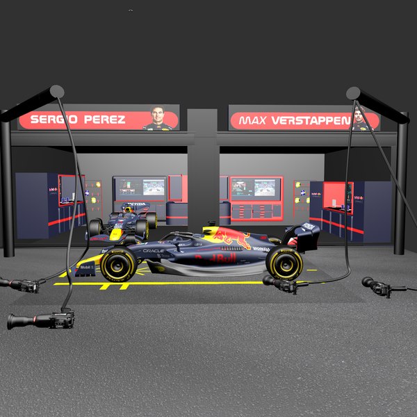 3D model garage Formule 1 Red Bull