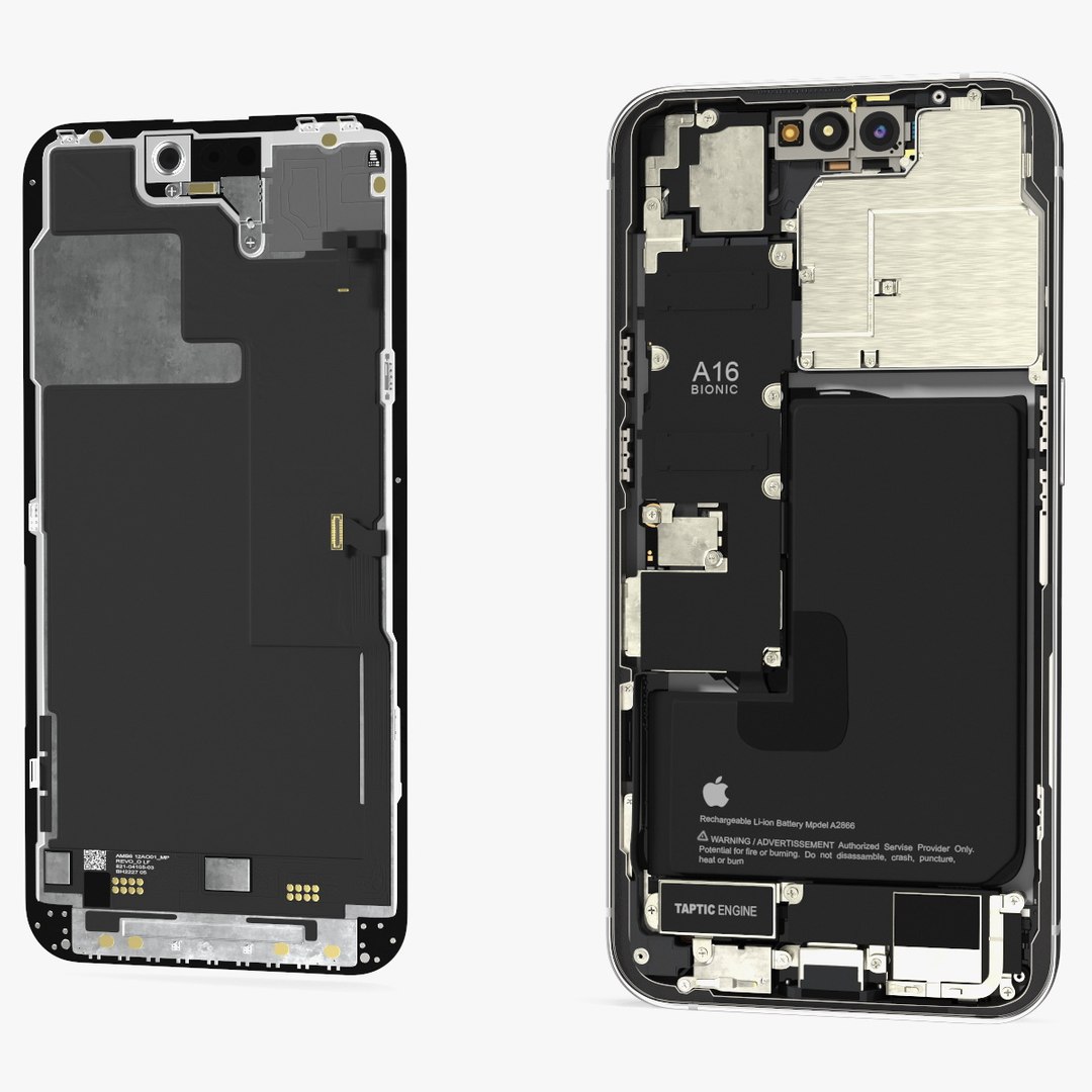 iPhone 14 Pro with Full Internal Structure 3D model preview