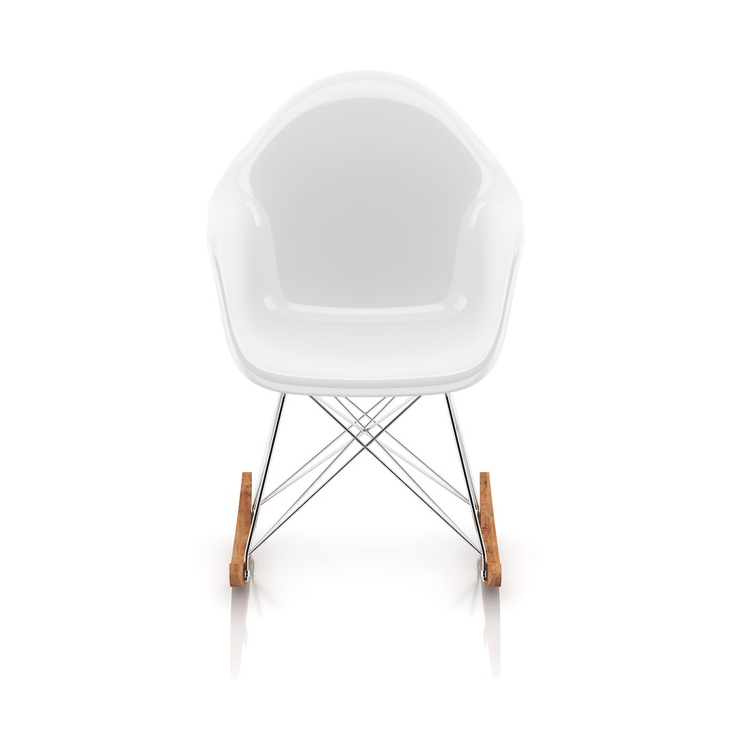 white plastic rocking chair 3d model