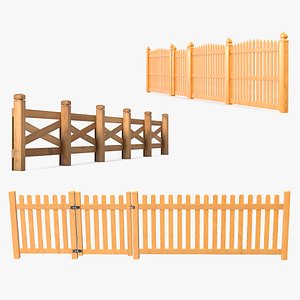 Wooden Fences Collection 3D model