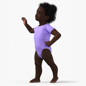 One Year Old Black Girl in Bodysuit Rigged for Cinema 4D