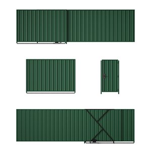 3D Metal fence made of profile sheet with a wicket and sliding gates