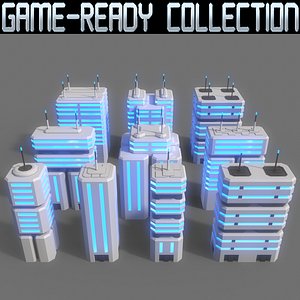 PBR Sci-Fi Building A 31-40 Collection 3D model