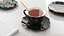 Black Porcelain Tea Cup with Saucer and Spoon 3D