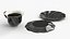 Black Porcelain Tea Cup with Saucer and Spoon 3D