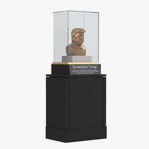 Bronze Bust of Trump in Museum Stand 3D