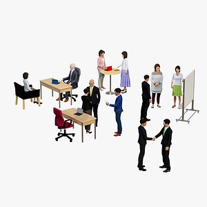 3D meeting business people