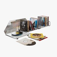 Turntable and Vinyl Records Set